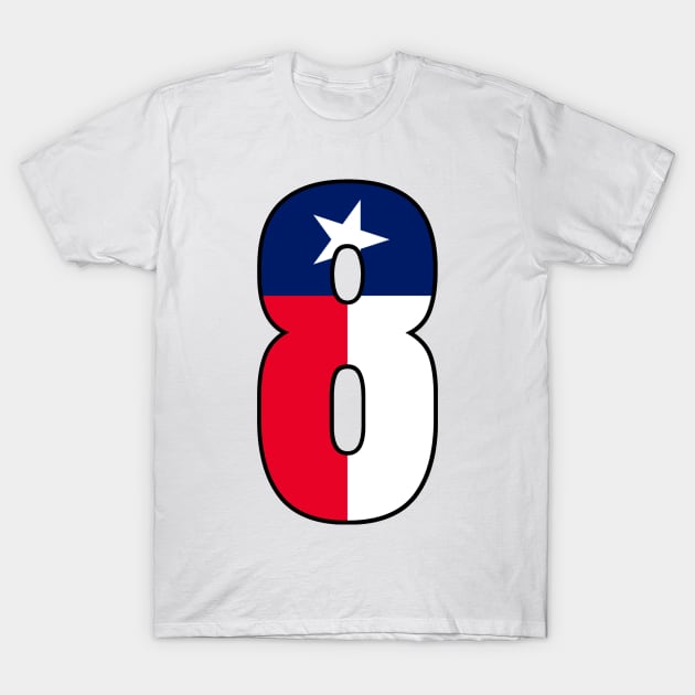 Number 8 Texas Flag T-Shirt by la chataigne qui vole ⭐⭐⭐⭐⭐